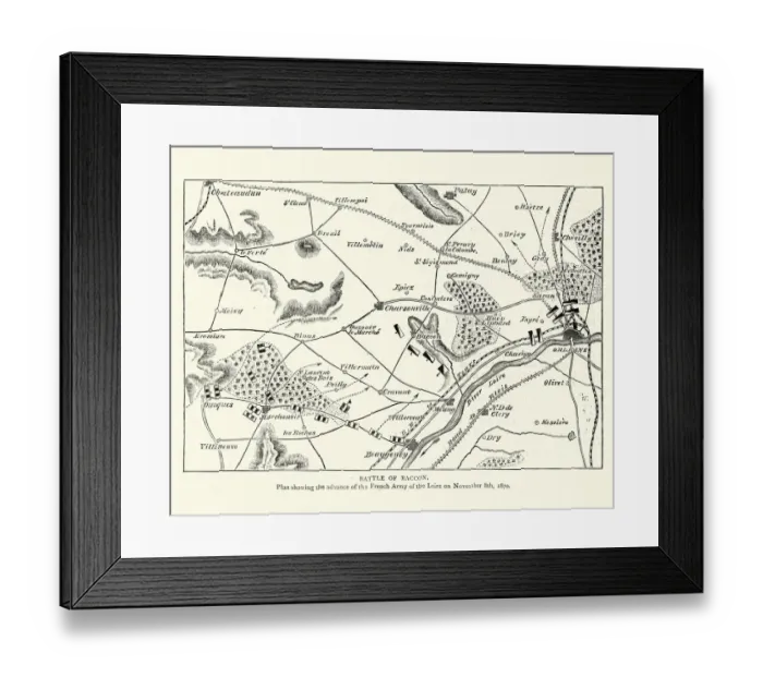 Framed Print : Franco Prussian War Plan of the Battle of Coulmiers Framed Print : Franco Prussian War Plan of the Battle of Coulmiers
