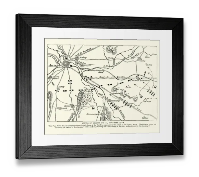 Framed Print : Franco Prussian War plan of the Battle of Amiens Framed Print : Franco Prussian War plan of the Battle of Amiens