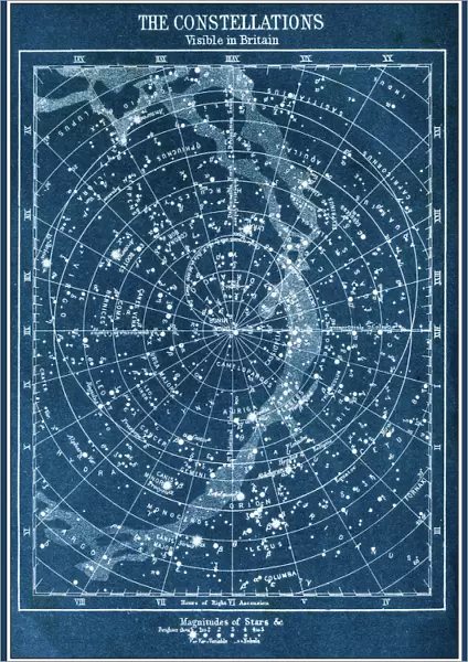Antique colored illustrations: The constellations visible in Britain