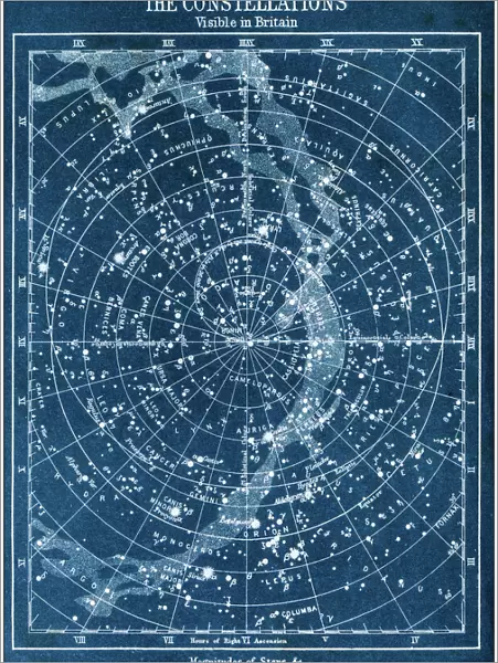 Antique colored illustrations: The constellations visible in Britain