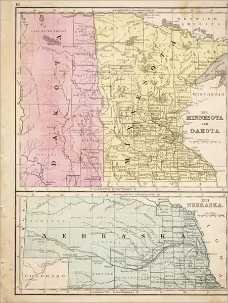 Dakota Missesota Nebraska map 1867