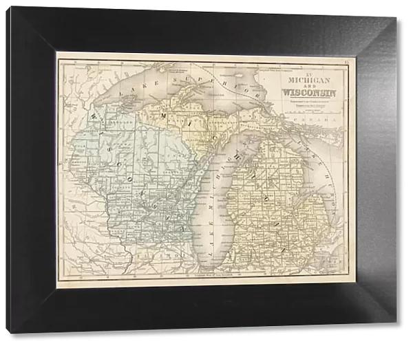 Wisconsin MIchigan map 1867