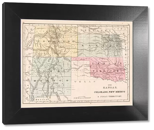 Kansas Colorado New Mexico map 1867