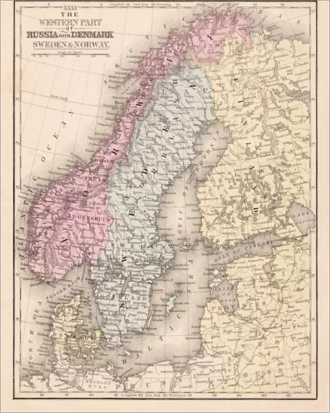 Denmark Sweden Norway map 1867