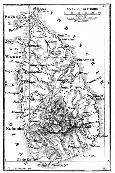 Srilanka former Ceylon map 1895