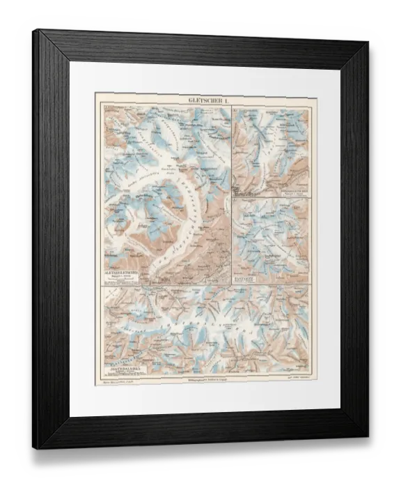 Framed Print : Glacier lithograph 1895 Framed Print : Glacier lithograph 1895