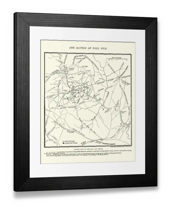 Framed Print : Map of the Battle of Bull Run Framed Print : Map of the Battle of Bull Run