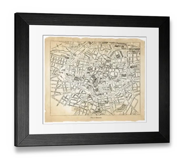 Framed Print : Map of Brussels 1878 Framed Print : Map of Brussels 1878