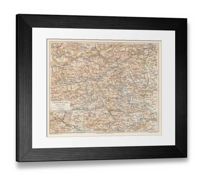 Framed Print : Styria Austria map 1895 Framed Print : Styria Austria map 1895