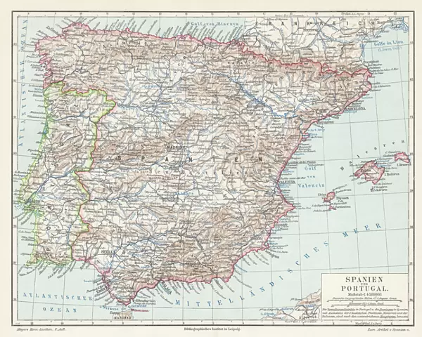 Spain and Portugal map 1895