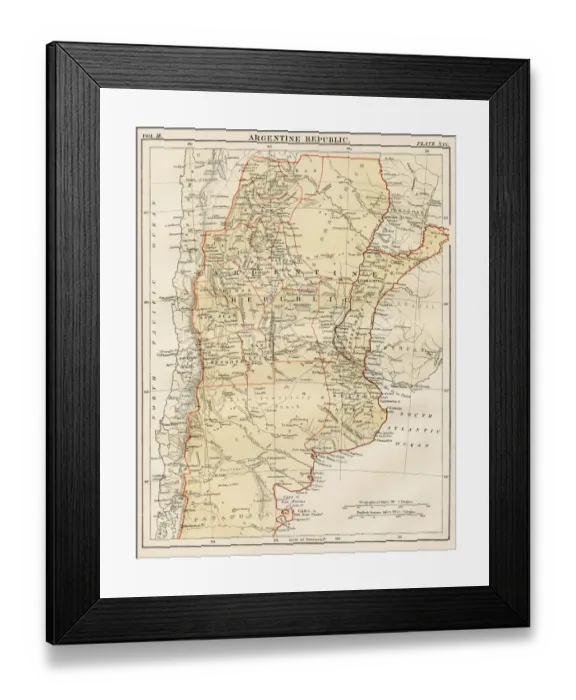 Framed Print : Argentine map 1878 Framed Print : Argentine map 1878