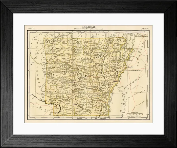 Framed Print : Arkansas map 1878 Framed Print : Arkansas map 1878