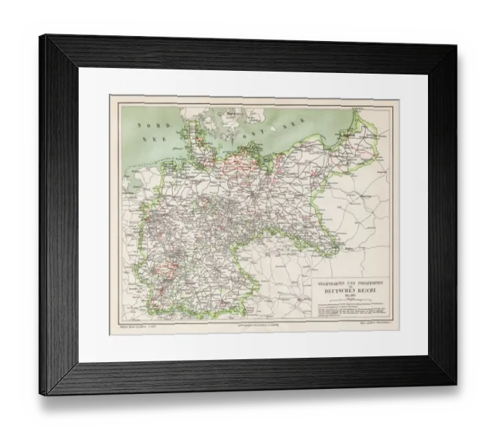 Framed Print : State and private railways map 1895 Framed Print : State and private railways map 1895