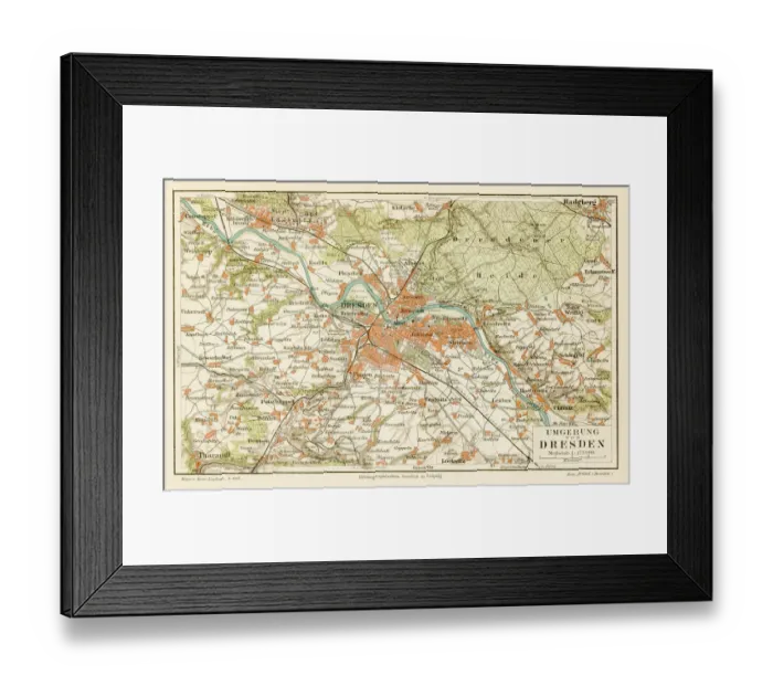 Framed Print : Dresden map 1895 Framed Print : Dresden map 1895