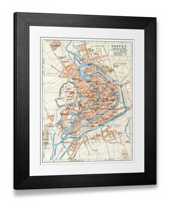 Framed Print : Erfurt map 1895 Framed Print : Erfurt map 1895