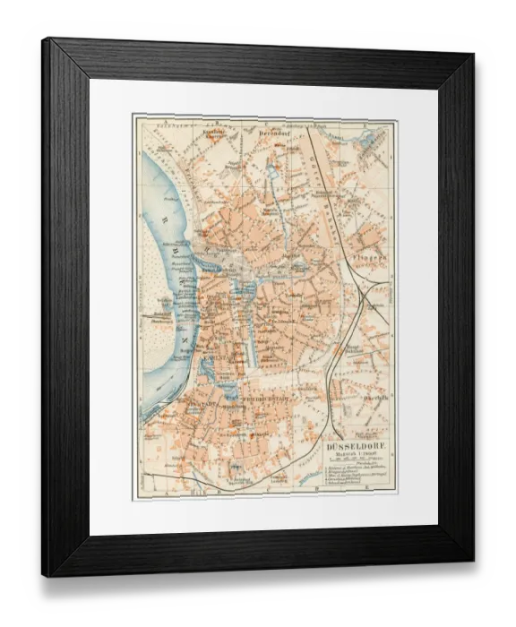 Framed Print : DAOEsseldorf map 1895 Framed Print : DAOEsseldorf map 1895