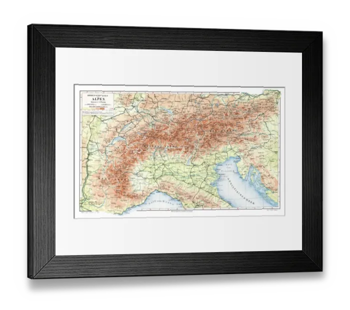 Framed Print : Alps geological map 1895 Framed Print : Alps geological map 1895