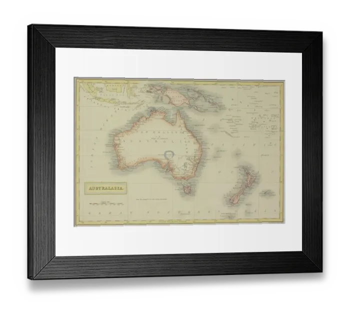 Framed Print : Antique map of Australasia Framed Print : Antique map of Australasia