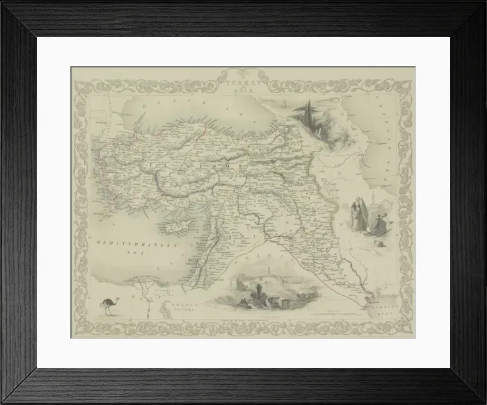 Framed Print : Antique map of Turkey with vignettes Framed Print : Antique map of Turkey with vignettes