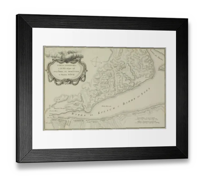 Framed Print : Antique map of the Gulf of Suez and Mount Sinai Framed Print : Antique map of the Gulf of Suez and Mount Sinai