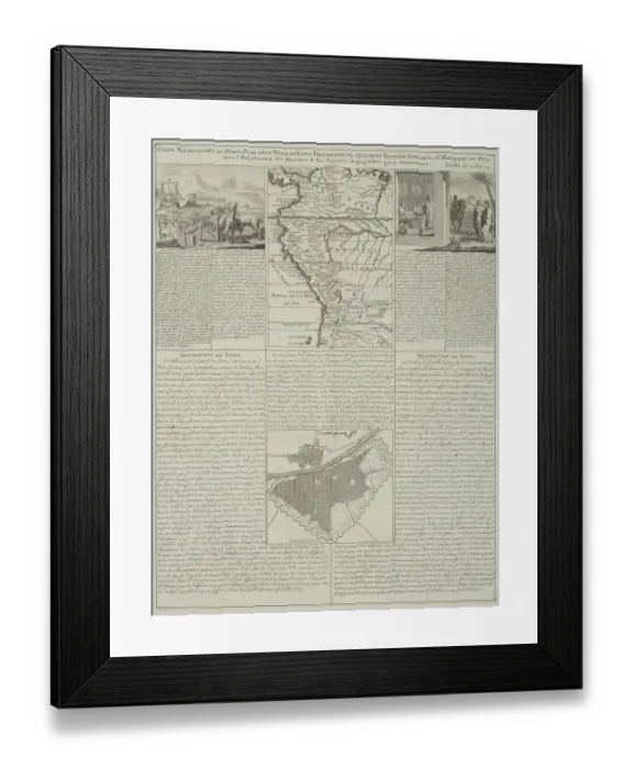 Framed Print : Antique map of Peru and Ecuador with plans for Lima