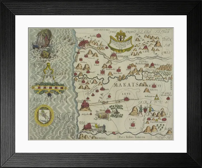 Framed Print : Antique map of tribes in the holy land Framed Print : Antique map of tribes in the holy land