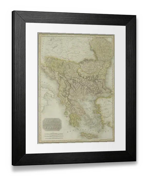 Framed Print : Antique map of Turkish dominions in Europe Framed Print : Antique map of Turkish dominions in Europe
