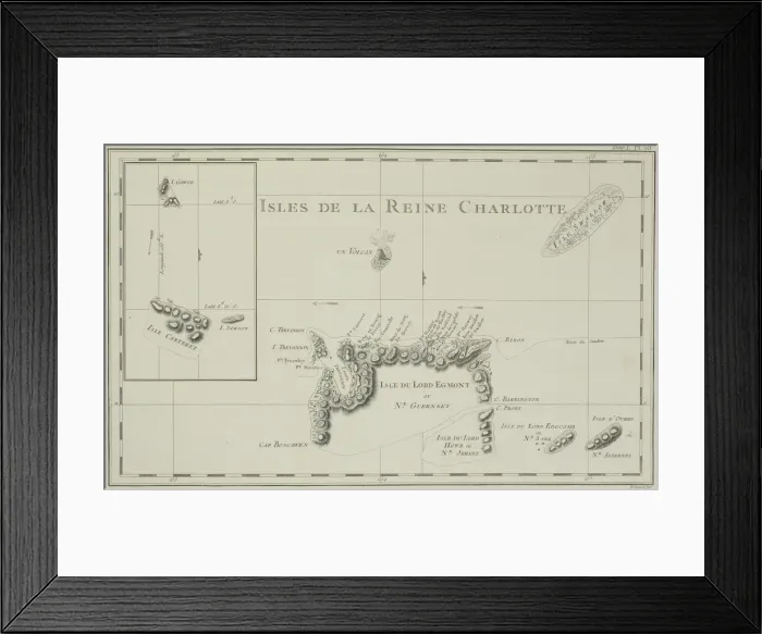 Framed Print : Antique map of the Queen Charlotte Islands off Australia Framed Print : Antique map of the Queen Charlotte Islands off Australia