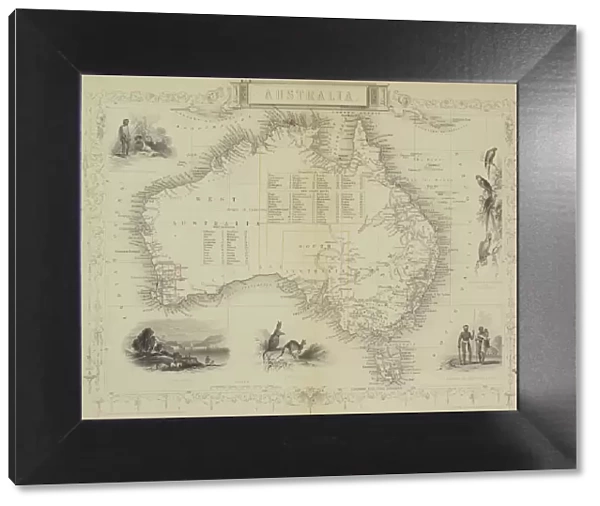 Antique map of Australia with vignettes