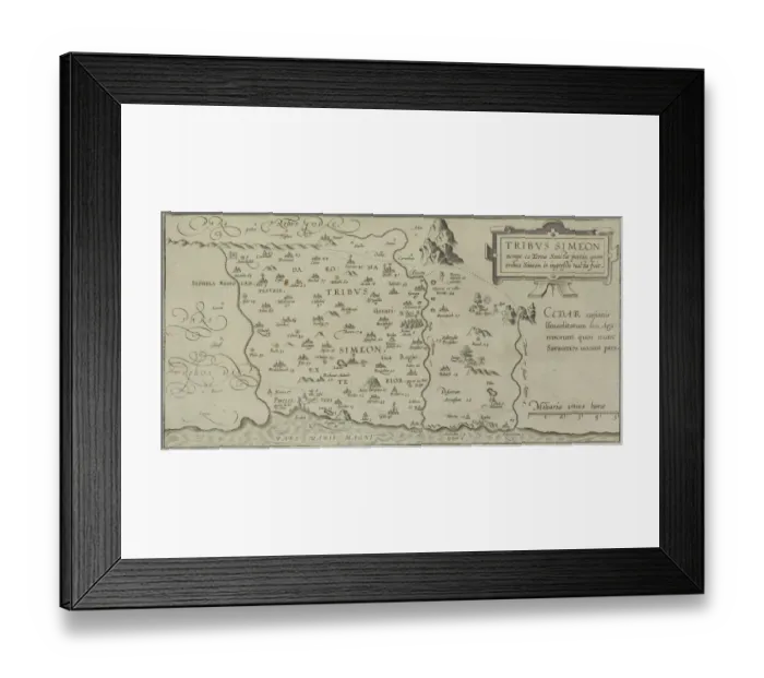 Framed Print : Antique map showing distribution of Simeon tribe in the holy land Framed Print : Antique map showing distribution of Simeon tribe in the holy land