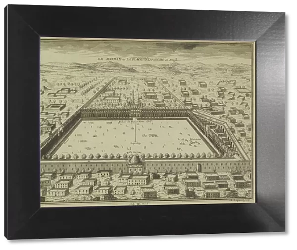 Antique print of plans for town of Isfahan in Iran