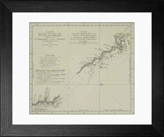 Framed Print : Antique map of New South Wales in Australia