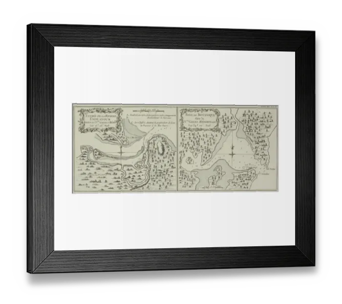 Framed Print : Antique maps of Botany Bay and Endeavour River in Australia Framed Print : Antique maps of Botany Bay and Endeavour River in Australia