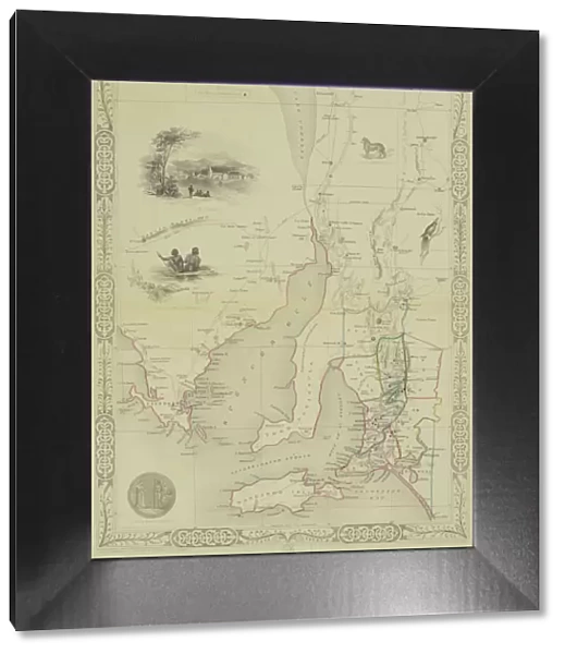 Antique map of South Australia with vignettes