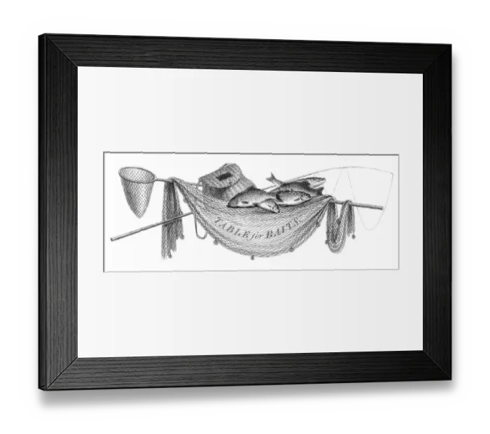 Framed Print : Fish net hooks engraving 1812 Framed Print : Fish net hooks engraving 1812
