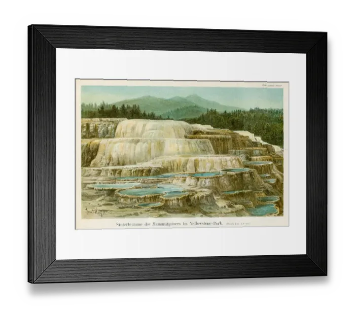 Framed Print : Geyser in Yellowstone lithograph 1895