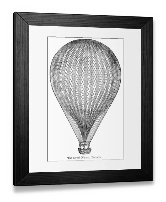 Framed Print : The Great Nassau balloon engraving 1878 Framed Print : The Great Nassau balloon engraving 1878