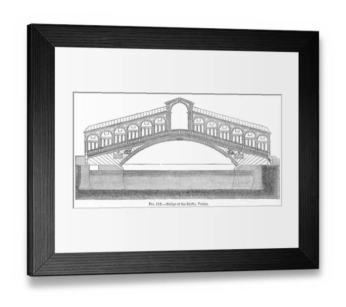 Framed Print : Rialto bridge in Venice engraving 1878 Framed Print : Rialto bridge in Venice engraving 1878