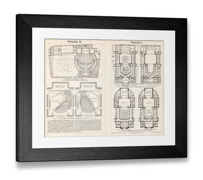 Framed Print : Theater building engraving 1895