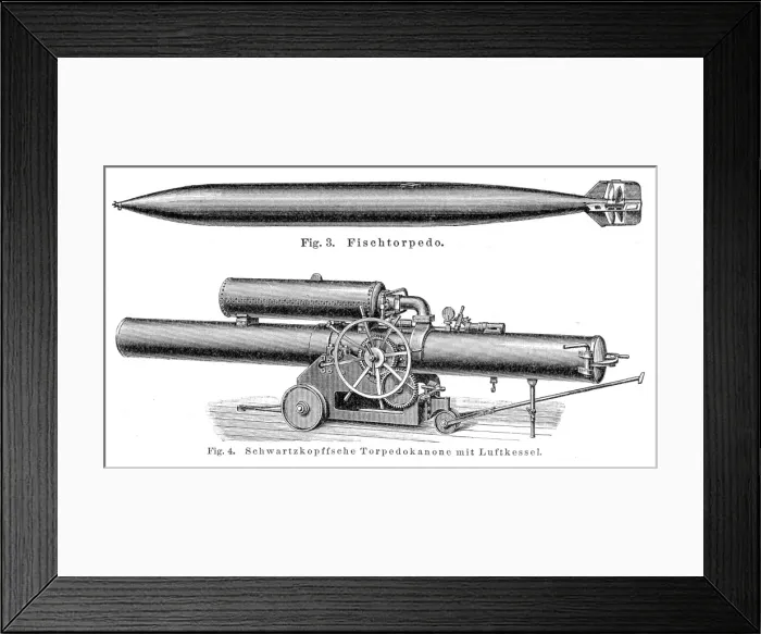 Framed Print : Torpedos engraving 1895 Framed Print : Torpedos engraving 1895