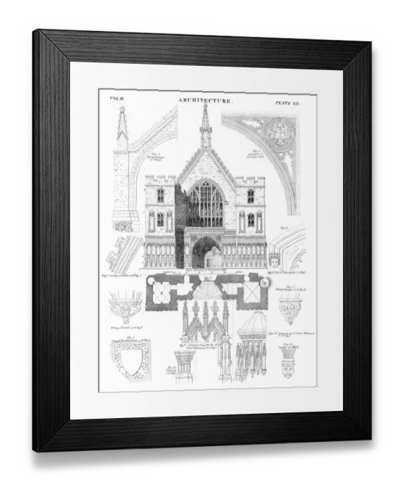Framed Print : Classic architecture engraving 1878 Framed Print : Classic architecture engraving 1878