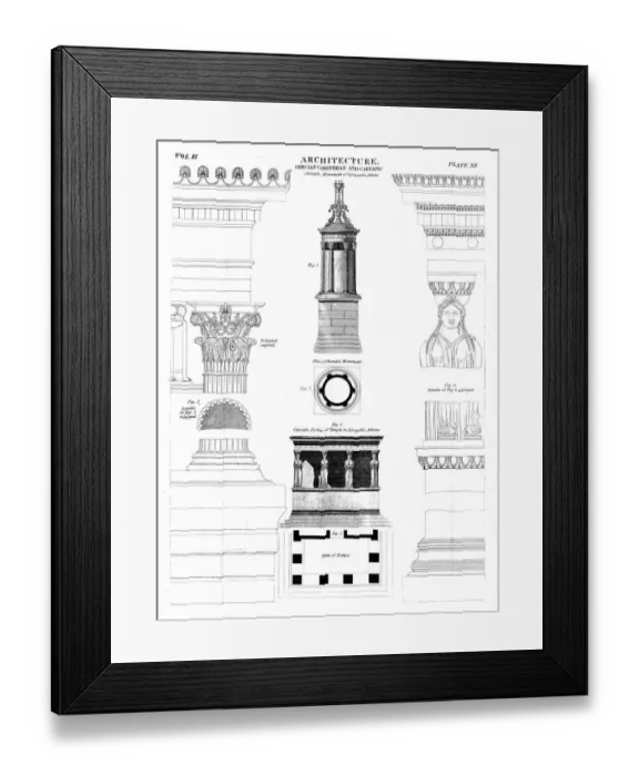 Framed Print : Grecian corinthian engraving 1878 Framed Print : Grecian corinthian engraving 1878