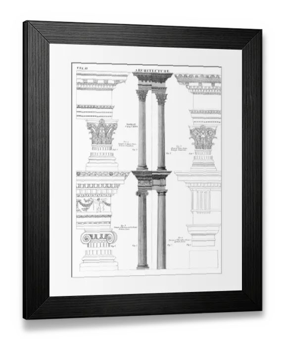 Framed Print : Architecture columns engraving 1878 Framed Print : Architecture columns engraving 1878