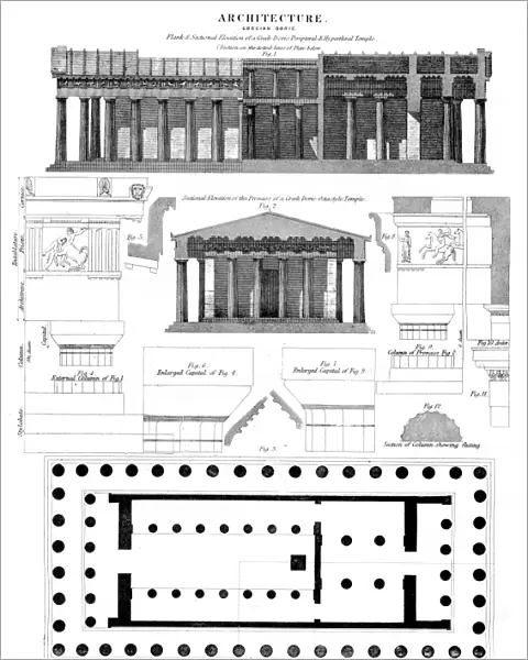 Grecian Doric architecture engraving 1878