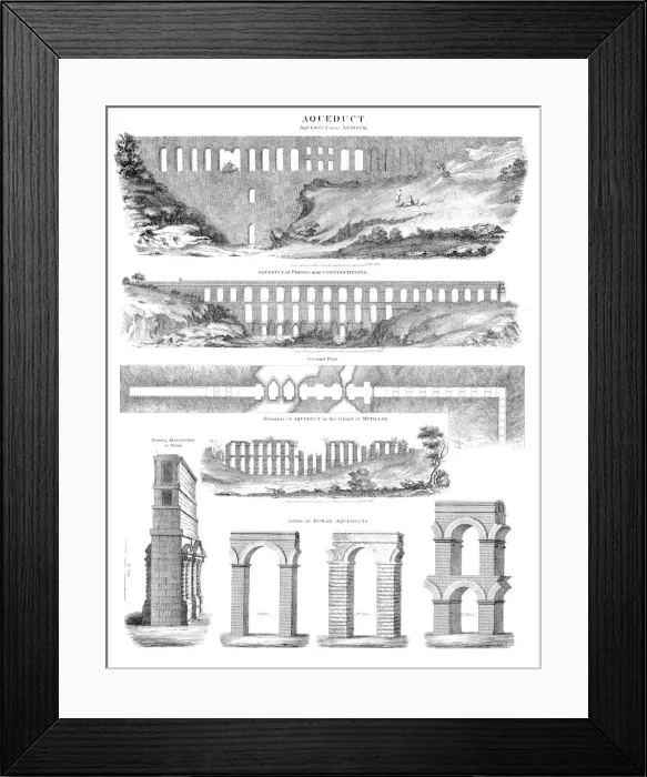 Framed Print : Aqueduct engraving 1878 Framed Print : Aqueduct engraving 1878