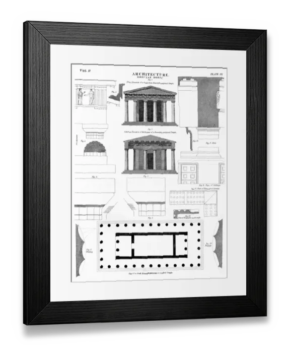 Framed Print : Grecian Doric architecture engraving 1878 Framed Print : Grecian Doric architecture engraving 1878