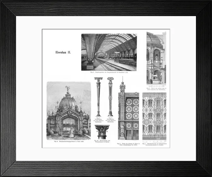 Framed Print : Iron constructions engraving 1895 Framed Print : Iron constructions engraving 1895