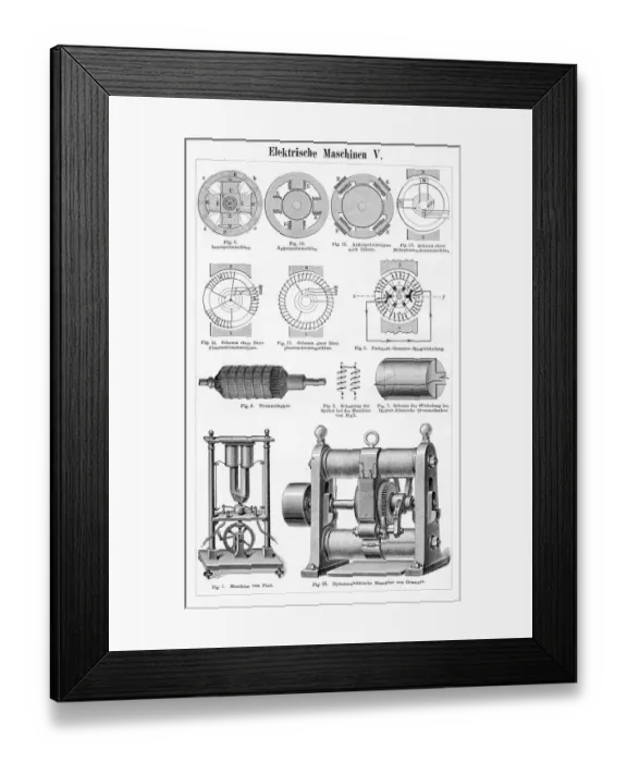 Framed Print : Electric machine engraving 1895