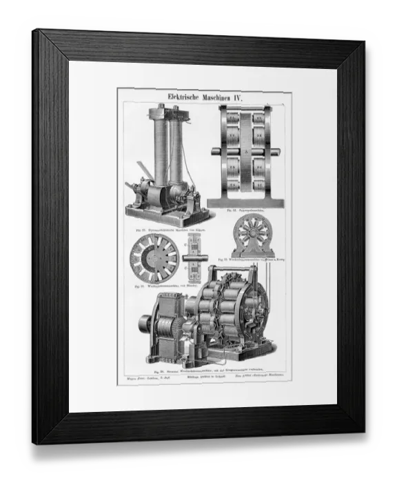 Framed Print : Electric machine engraving 1895