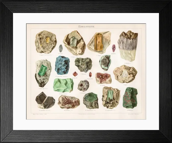 Framed Print : Noble stones chromolithograph 1895 Framed Print : Noble stones chromolithograph 1895